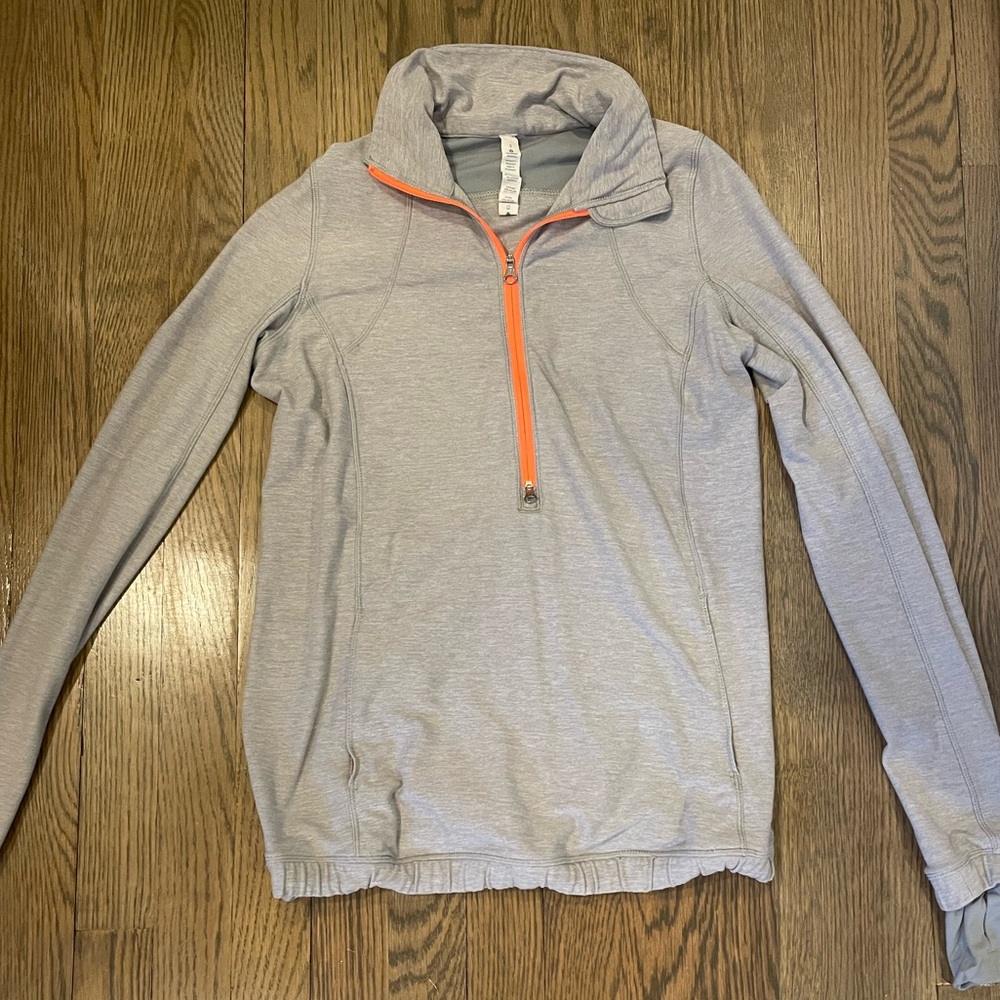 Lululemon Gray Half- Zip Pullover (Orange Zipper) Size 6